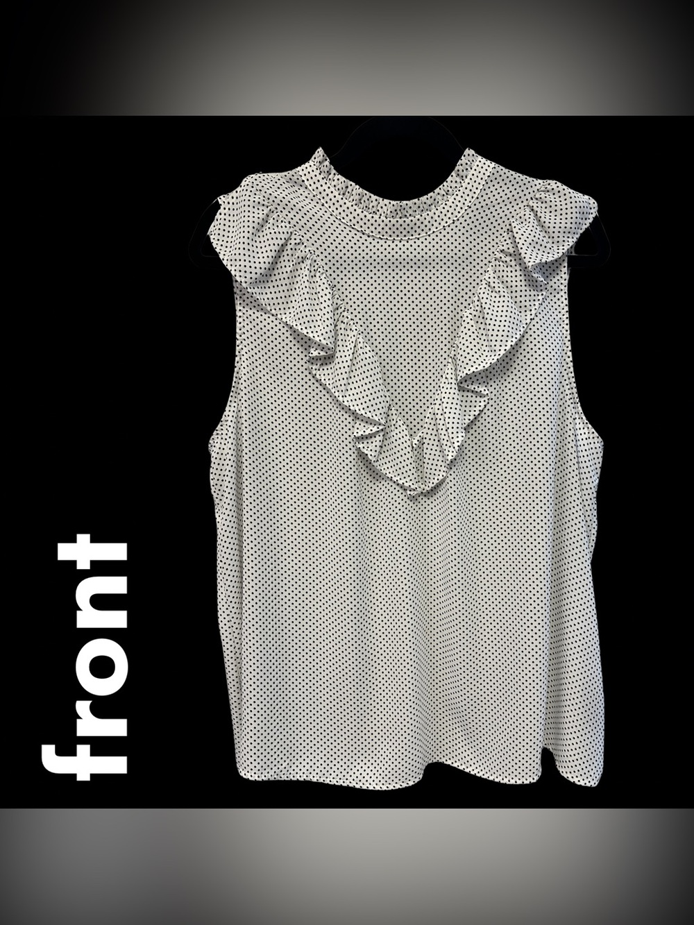Who What Wear White Sleeveless Polka Dot Ruffle Front Top